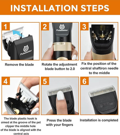 2 PCS 3mm Guard Length Replacement Dog Clipper Blade, Low Noise Trimmer for Grooming, Sharp Titanium-Ceramic Blade