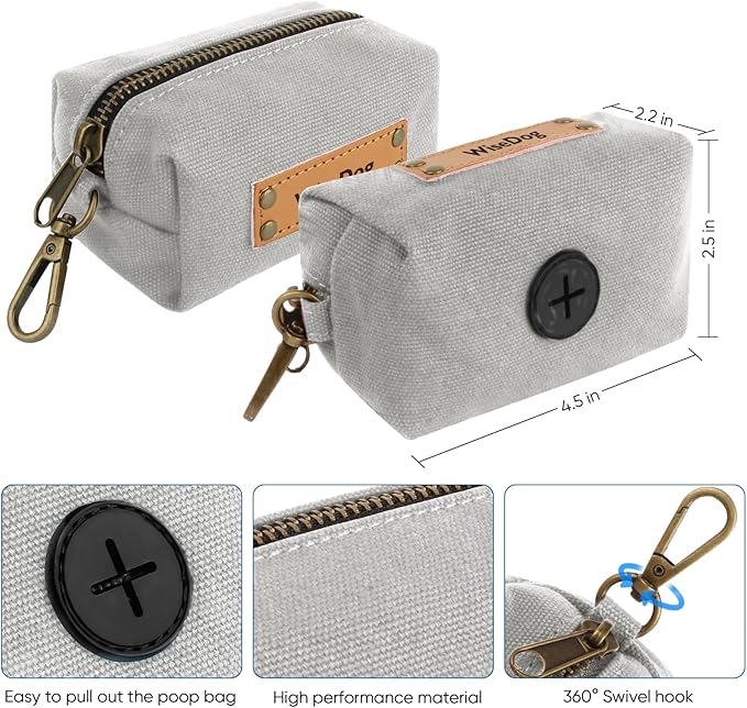 Wisedog Dog Collar and Leash Set, Waterproof Adjustable Puppy Collars with Cute Tag 6FT Dog Leash with Poop Bag for Small Medium Large Dogs (M(Collar:12"-18";Leash:5 ft), Grey)