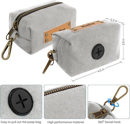 Wisedog Dog Collar and Leash Set, Waterproof Adjustable Puppy Collars with Cute Tag 6FT Dog Leash with Poop Bag for Small Medium Large Dogs (L(Collar:14"-22";Leash:5 ft), Grey)