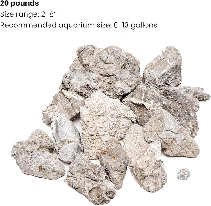SubstrateSource Natural Stone for Aquarium, Terrarium, Paludarium, Reptile Enclosures - Set of Decorative Rocks for Landcapes, Aquascaping, Fish Tank Decor (Elephant Skin Stone, 20 Pounds, 2-8")