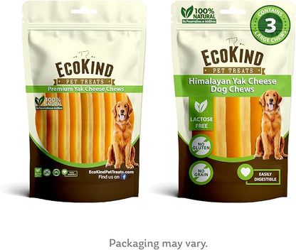 EcoKind Premium Gold Yak Cheese Himalayan Dog Chews, Dog Treats Large Breed, All Natural, High Protein, for Aggressive Chewers, Large - 3 Chews
