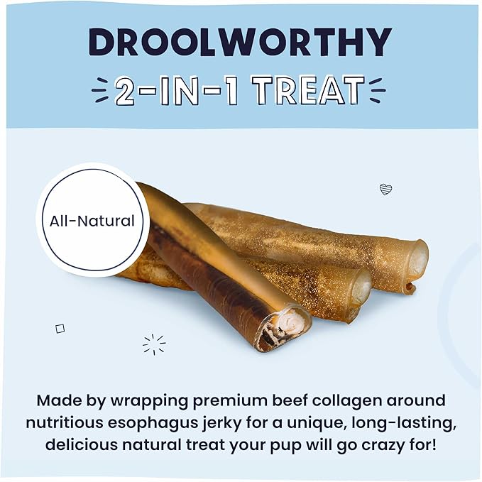 Pawstruck 2-in-1 Collagen Wrapped Jerky Natural Treats for Dogs - 5 Large Sticks - Limited Ingredient Grain Free for Small, Medium, and Large Dogs