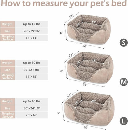 INVENHO Medium Dog Bed for Large Medium Small Dogs Rectangle Washable Dog Bed, Orthopedic Dog Bed, Soft Calming Sleeping Puppy Bed Durable Pet Cuddler with Anti-Slip Bottom M(25"x21"x8")