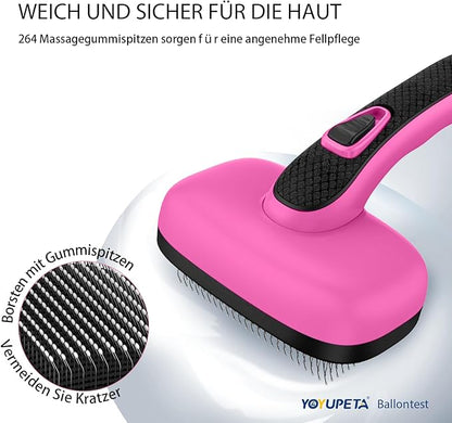Dog Self Cleaning Slicker Brush for Shedding, Ideal for Short Long Haired Dogs, Including Cat. Removes Loose Fur, Undercoat, Mats, Tangled Hair. Suit for Large Medium Small Animal, Pink