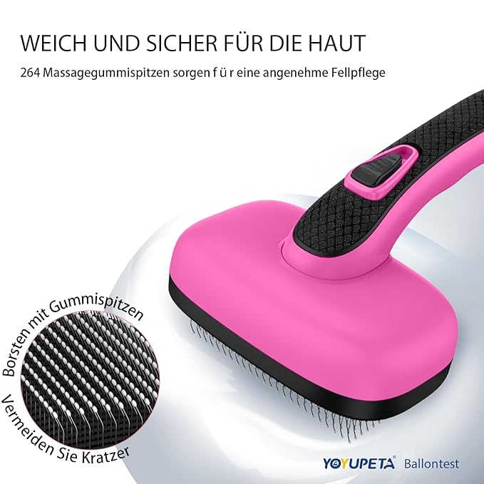Dog Self Cleaning Slicker Brush for Shedding, Ideal for Short Long Haired Dogs, Including Cat. Removes Loose Fur, Undercoat, Mats, Tangled Hair. Suit for Large Medium Small Animal, Pink