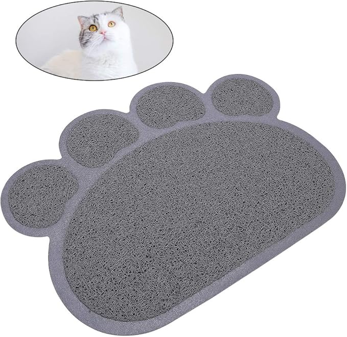 Kitty Litter Box Starter Kit - Small Cat Litter Pan Without Lid, Litter Mat, Scoop and Bowl for Kitten Within 3 Months (GreyScoop)