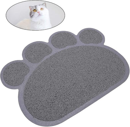 Kitty Litter Box Starter Kit - Small Cat Litter Pan Without Lid, Litter Mat, Scoop and Bowl for Kitten Within 3 Months (GreyScoop)