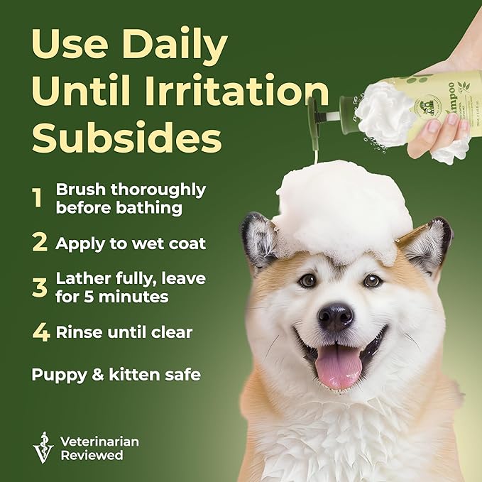 Natural Pet Shampoo for Dogs & Cats – Dog Shampoo Itchy Skin Relief, Odor Control & Deep Cleansing – Plant Based Formula Dog Shampoo Cat Shampoo – Safe for Sensitive Skin, Reduce Shedding – 1 Box