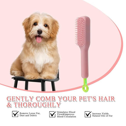 3 Pcs Puppy Brush for Small Dogs, Scalable Grooming Brush,Suitable for Small Dogs Cats Rabbits of All Hair Types (Pink)