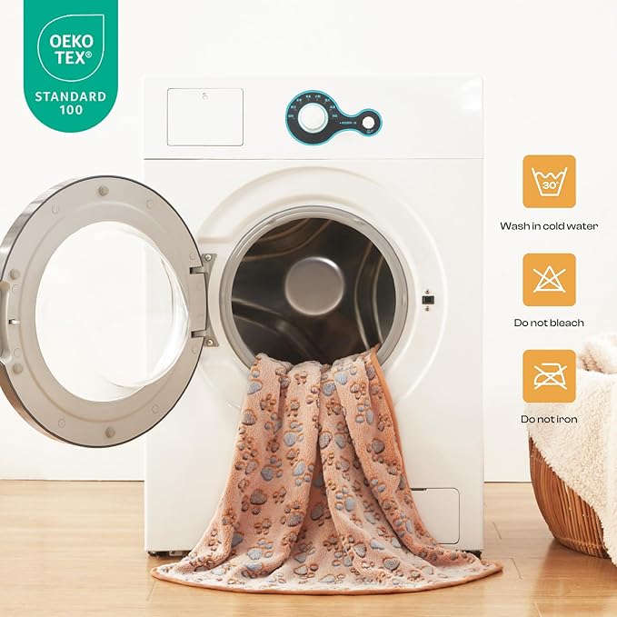 1 Pack 3 Blankets Super Soft Fluffy Premium Fleece Pet Blanket Flannel Throw for Dog Puppy Cat Paw Brown/Pink/White Large(41x31 inch)