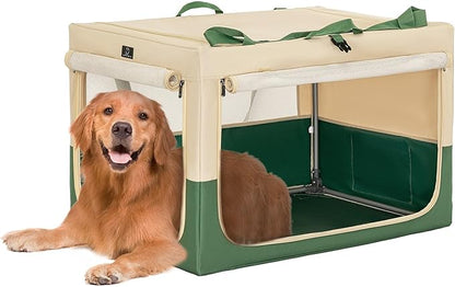 A4Pet Soft Dog Crate, Portable Dog Crate - 36 Inch Adjustable Stainless Steel Frame, Lightweight, Durable and Foldable Crate with 3-Door, Collapsible Dog Kennel