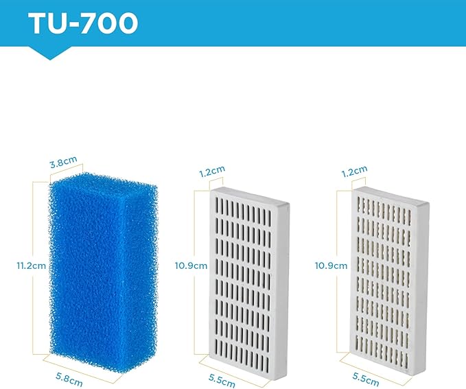 Replacement Cartridge for Aquarium UV Filter TU-700 with Aquarium Filter Foam, Active Carbon and Ceramic Ring(TU700-S)