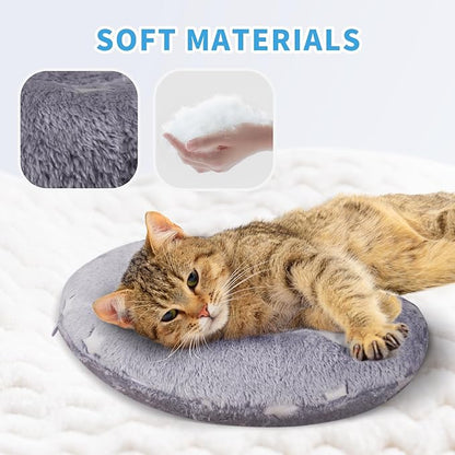 Glow-in-the-Dark U-Shaped Calming Pet Pillow for Dogs & Cats, Machine Washable Ultra-Soft Fleece Cover Comforting Dog Neck Pillow for Weak, Disabled, Elderly Pets, Luminous for Nighttime (Gray)