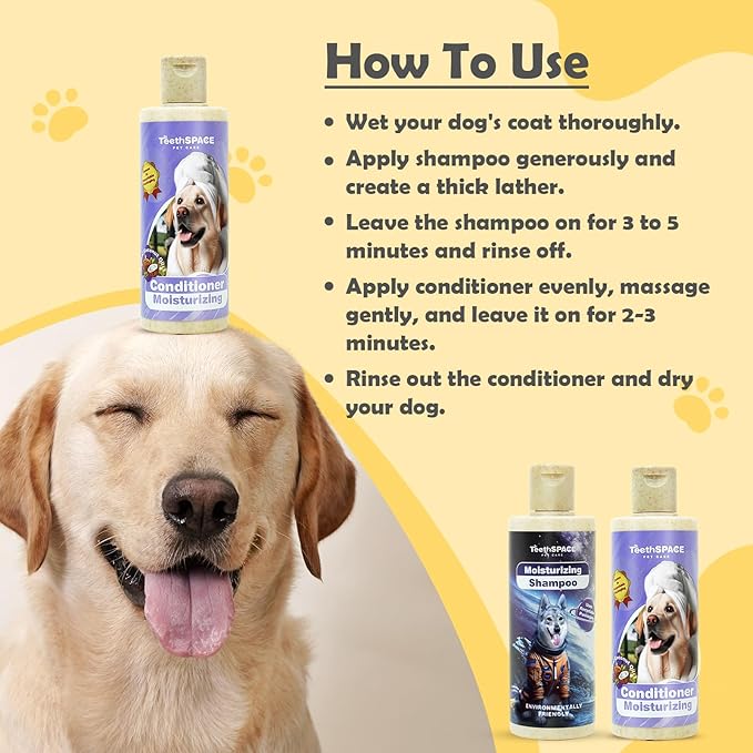 Odor Control Dog Shampoo and Conditioner Set, Dry Skin&Itchy Relief，for Allergies and Itching Dog or Puppy，Hypoallergenic Dog Shampoo for Sensitive Skin(Net 6.76 FL Oz)