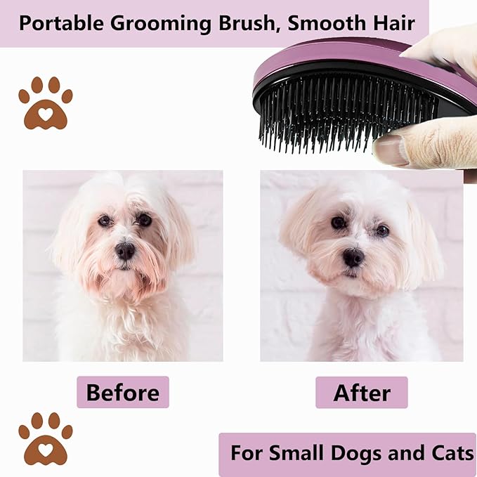 Puppy Brush, Soft Dog Brush for Grooming, Puppy Hair Remover Brush Comb, Grooming Tool for Poodles,Teddy, Yorkies, Maltese, Shih Tzu, Chihuahua, Rose purple