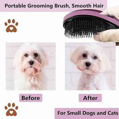 Puppy Brush, Soft Dog Brush for Grooming, Puppy Hair Remover Brush Comb, Grooming Tool for Poodles,Teddy, Yorkies, Maltese, Shih Tzu, Chihuahua, Rose purple