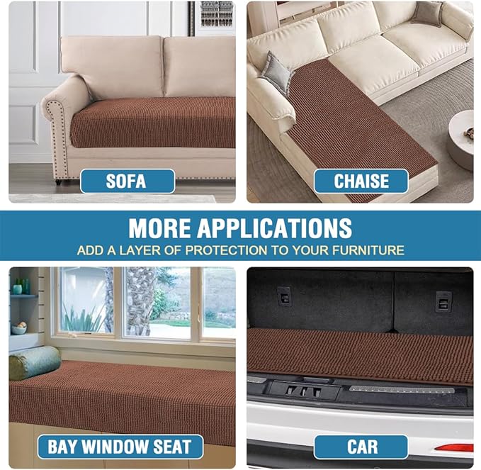 H.VERSAILTEX Plush Chenille Dog Bed Cover Thick Soft Loveseat Cover for 2 Cushion Couch Anti Slip Couch Cover Furniture Protector for Dog, Pet, Cat (35" x 62", Caramel)