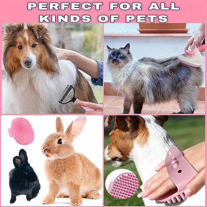 6-Piece Pink Grooming Brush dogs & Cat, Dog hair brush for Grooming small dogs, Puppy Brush for Small Dogs, Includes Bunny Nail Clippers with Case Pink, Easy to Transpor