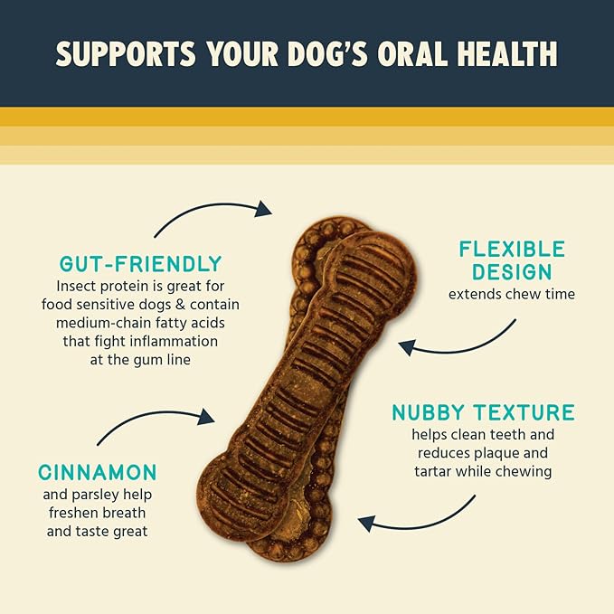 Jiminy's Dental Chews for Dogs, Cinnamon Flavor, Scientifically Proven to Improve Oral Health, Dental Bones Clean Teeth, Fight Bad Breath, and Removes Plaque and Tartar, Small, 20ct (Pack of 1)