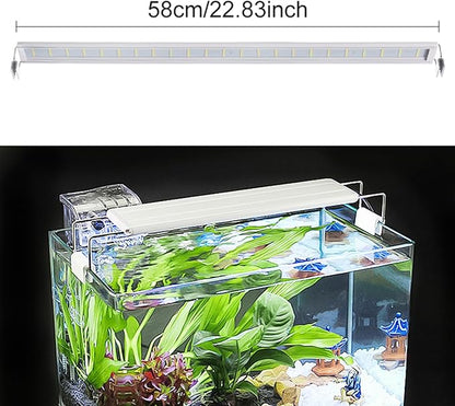 LED Aquarium Light, Full Spectrum Fish Tank Lighting, Ultra-Thin 1cm Design, 6-Row Blue & White LEDs, No Flicker, High Efficiency Cooling for 22.83-25.83in Fish Tanks (22.83inch)