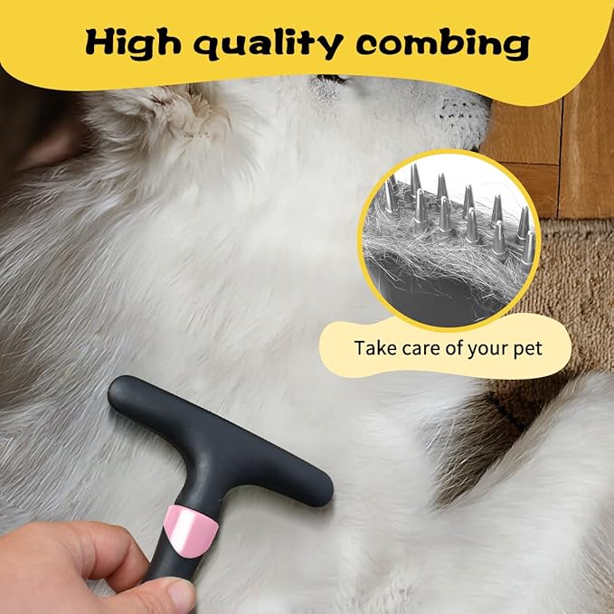 Pet Hair Remover, Dog Cat Hair Remover, Multipurpose - Fuzz & Hairball Reducer, Carpet Groomer, Suitable for Rugs & Carpets (Pink)