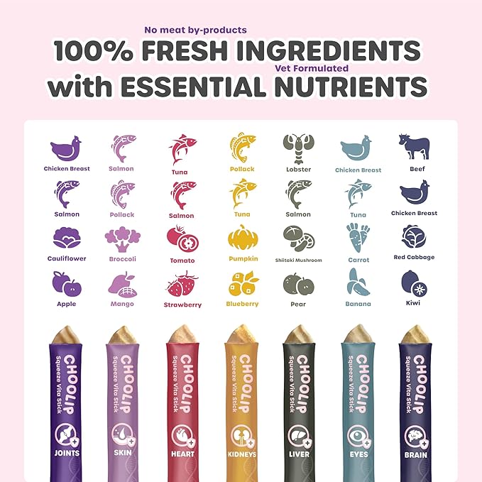 Squeeze Vita Stick Lickable Cat and Dog Treats – 49-Count Variety Pack with Multivitamins, Soft Squeezable Paste for All Life Stages, Supporting Overall Health