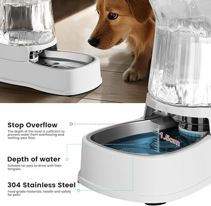 Gardner Pet Automatic Dog Water Dispenser Gravity Stainless Steel Water Waterer Feeder, Large Capacity Water Feeding Bowls for Medium & Large-Sized Dogs Cats Other Pets -(2.1 Gallon)