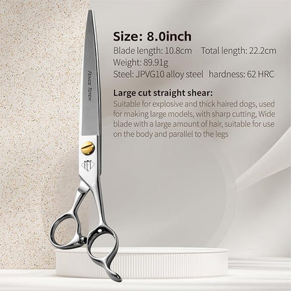 Dog Grooming Scissors: 8.0" Pet Shears Made Of Japanese VG10 Advanced Stainless Steel Professional Grooming Scissors for Dogs Cats and Other Pets