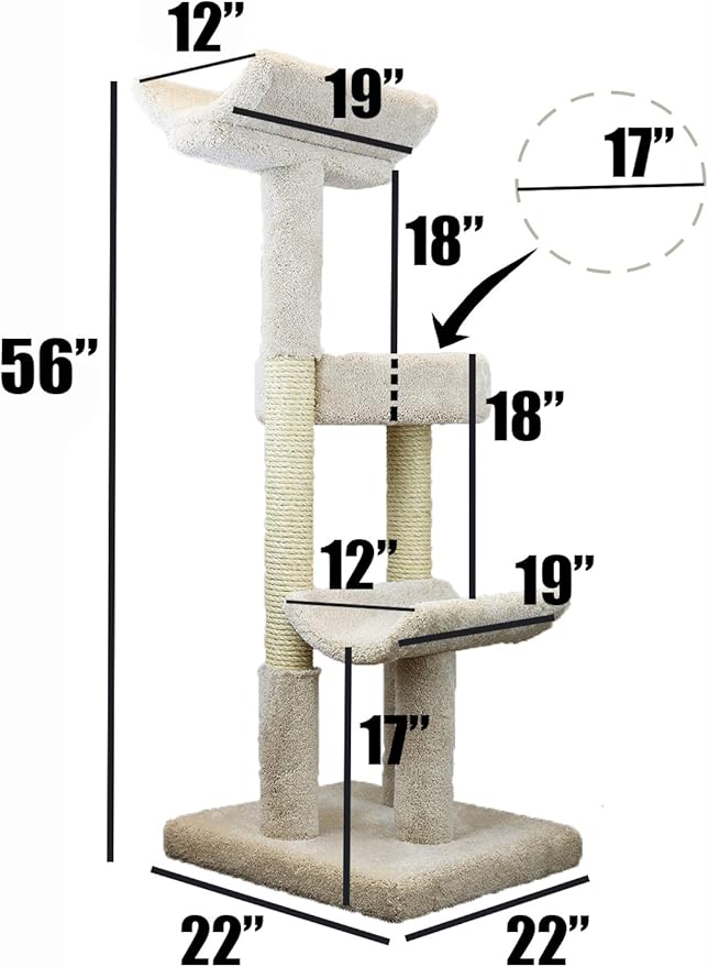 Prestige Cat Trees 130077-Brown Double Scratching Post Cat Tower Tree