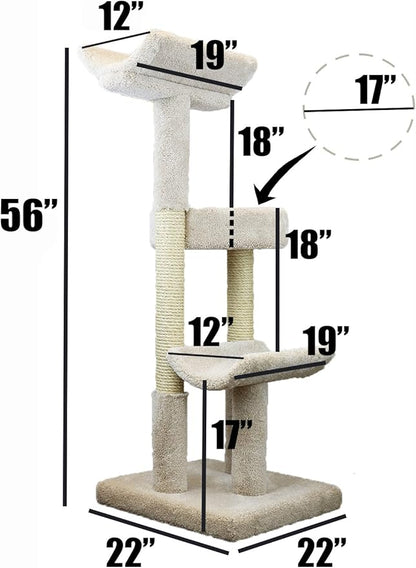 Prestige Cat Trees 130077-Brown Double Scratching Post Cat Tower Tree
