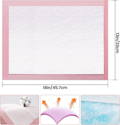 Pet Toilet Training Pads 100Count Disposable Puppy Pee Pads 18" x 13" for Dogs, Ultra Absorbent|Quick Dry|Leak-Proof Pet Potty Pads for Dog, Cat, Rabbits and Guinea Pigs (Pink)