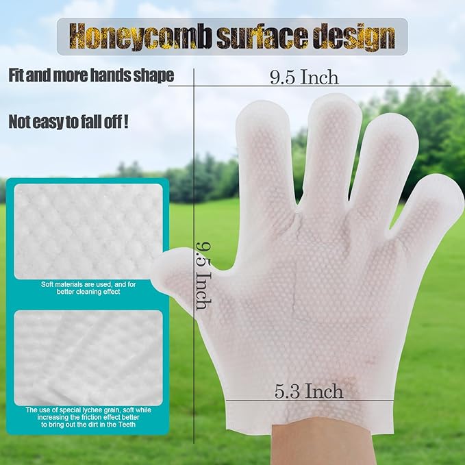 PETHous Multipurpose Pet Cleaning Gloves - 18 PCS, Post Surgery Pet Cleaning Mitts for Dogs/Cats | Dog Paw Cleaner Gloves, Waterless Cat Bath Gloves & Hypoallergenic Deodorizing Wipes Alternative