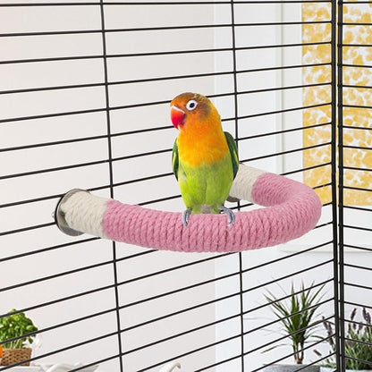 Hypeety Bird Perches Parrot U Shape Natural Wood Hemp Rope Stand Perch Bird Stick Paw Grinding Perch Birdcage Accessories Perch Standing Toy for Budgies Parakeet Cockatiel Conures