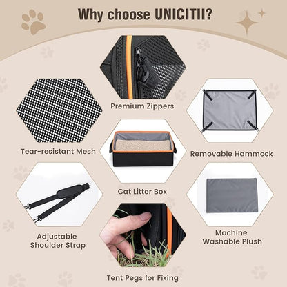 Pet Carrier for Cats Dogs up to 30 Lbs, Car Travel Portable Pet Kennel Dog Crate Set with Litter Box, Bowl for Outdoor Camping