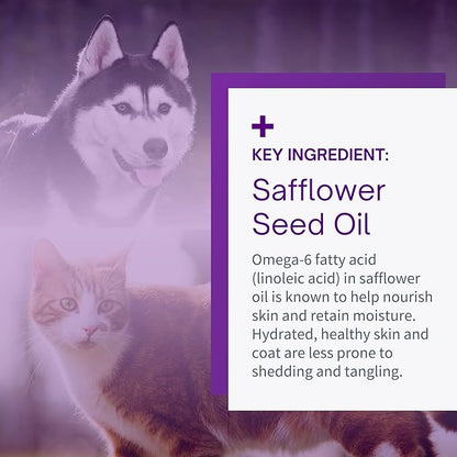 Shed & Tangle Control Shampoo for Dogs & Cats, Reduce Shedding and Detangles Matted Fur, Soap-Free Formula