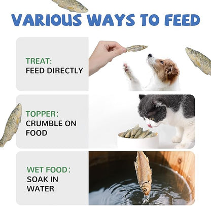 Freeze Dried Minnows Dogs Treats  100% Raw Single-Ingredient Pet Fish Snacks  Rich in Omega-3, Grain-Free  Healthy Training Rewards & Meal Toppers, 2.8 oz