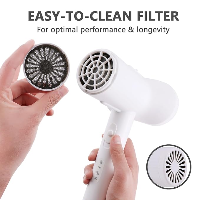 2-in-1 Dog Hair Dryer and Brush - Low Noise Operation, Overheating Protection, 3 Temperature & Airflow Settings, Self-Cleaning Button - Ideal Dog Brush for Short Haired Dogs (White)