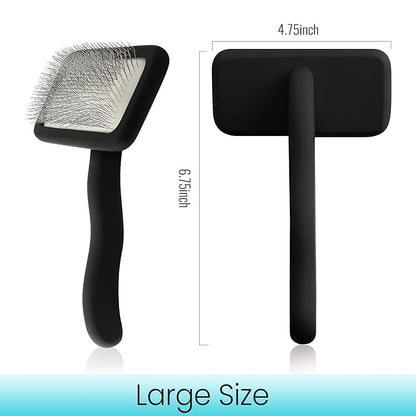 Fenice Peak Slicker Brush for Dogs Black Wooden Dog Brush Pet Comb for Poodles Goldendoodles Easy to Remove Tangles Dirt and Loose Hair Professional Dog Grooming Brush