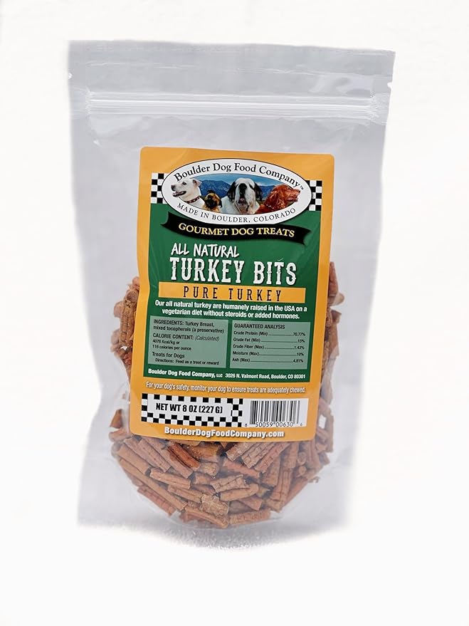 Turkey Bits: Pure Turkey Dog Treats - All Natural Treats for Dogs. Vet Approved, Limited Ingredients, Grain Free, Healthy & Nutritious Treats for Dogs (Turkey, 8oz)