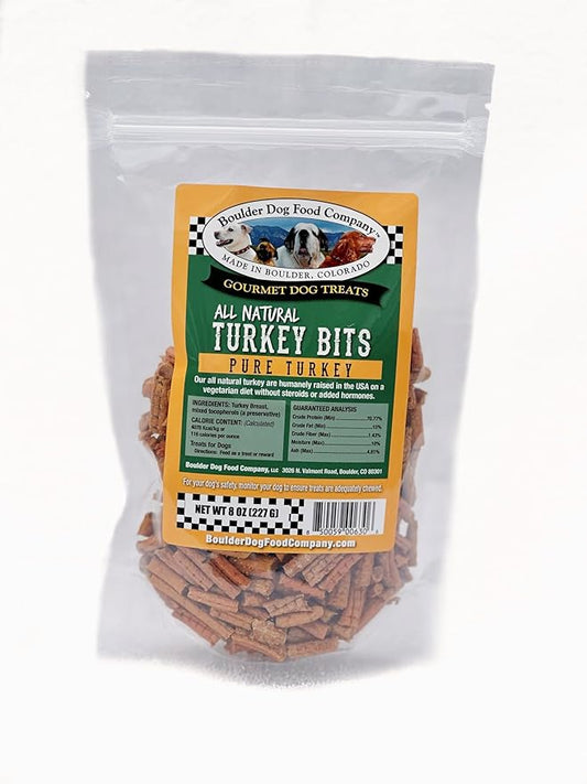 Turkey Bits: Pure Turkey Dog Treats - All Natural Treats for Dogs. Vet Approved, Limited Ingredients, Grain Free, Healthy & Nutritious Treats for Dogs (Turkey, 8oz)