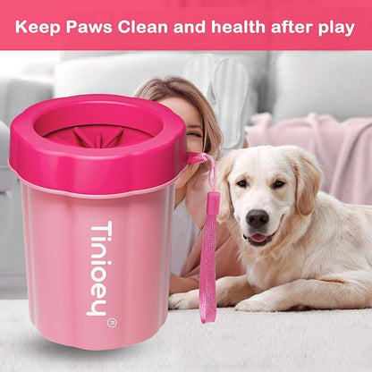 Dog Paw Cleaner for Medium Dogs (with 3 Absorbent Towels), Dog Paw Washer, Muddy Paw Cleaner, Pet Foot Cleaner (Medium, Red)