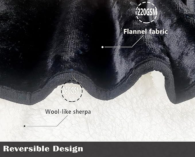 Bucephalus Waterproof Dog Blanket, Thick Reversible Soft Pet Blankets for Couch Bed Protection, Pee Proof Sherpa Fleece Blanket for Small Medium Large Dogs Puppy Cats Washable (Black,50"_60")