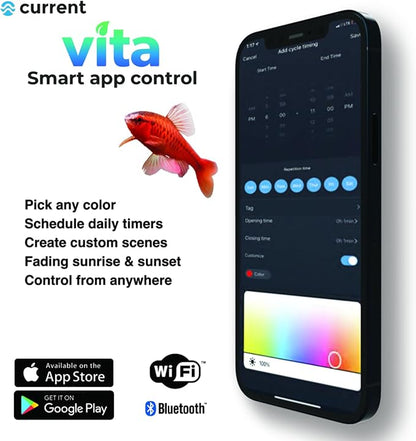 CURRENT USA ColorPlus Smart LED Aquarium Light 36 inch with App and Voice Control by Alexa & Google Home | Extra Vivid Colors for Freshwater Aquarium Fish Tank and Terrariums| Aluminum (36" to 48")