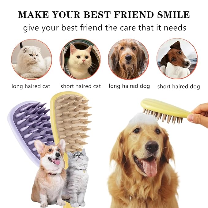 2 PCS Dog Bathing Brush Premium Dog Washing Brush Pet Bath Brush Pet Silicone Shampoo Brush with Handle for Long & Short Hair Pets Dogs Cats,Bathing, Massaging, Hair Removal