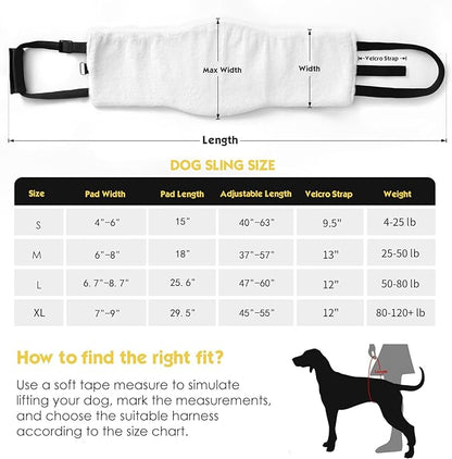 Dog Sling for Back Legs, Dog Lift Harness, Magic Tape Dog Sling for Large Dogs Hind Leg Support, Elderly Dog Lifter, Help Canie Hip Arthritis K9 Cruciate Ligament Rehabilitation (Medium)