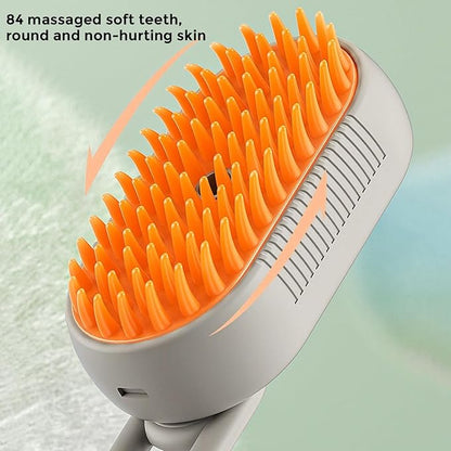 Nidouillet Steamy Cat Brush, 3 in 1 Multifunctional Cat Steamy Brush, Steam Cat Hair Brush for Massage, Electric Steamy Dog Brush,Pet Steam Brush for Removing Tangled And Loose Hair (coffee)