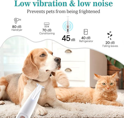 Dog Paw Trimmer,Paw Trimmer for Dogs,Upgraded 18mm-Blade Electric Dog Clippers for Groomming with Led Display,Rechargeable Hair Shaver for Paws, Ears, Face, Rump and Eyes