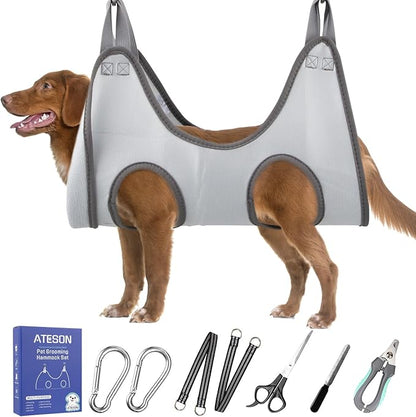 Pet Grooming Hammock Harness for Large Giant Dogs Nail Trimming XXL, Dog Sling for Cutting Nails, Dog Hanging Holder Hanger with Nail Clippers, Nail File, Scissors