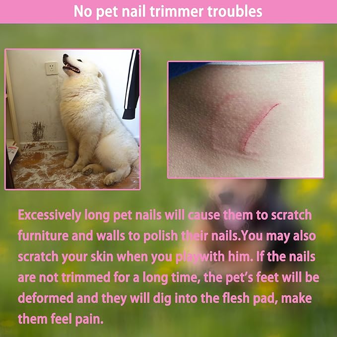 5Pcs Dogs and Cats Grooming Nail Clippers Kit Pet Claws Nail Clipper Trimmers, with Protective Guard Lock to Avoid Over Cutting, Professional Trimmers for Large and Small Cat and Dog Animal. (Pink)