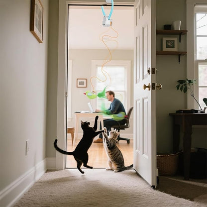 Interactive Cat Toys for Indoor Cats Automatic Electric Flying Bird Feather Wand Toy - Best Kitten & Adult Cat Enrichment Toy Hanging Electric Kitty Toys for Bored Cats